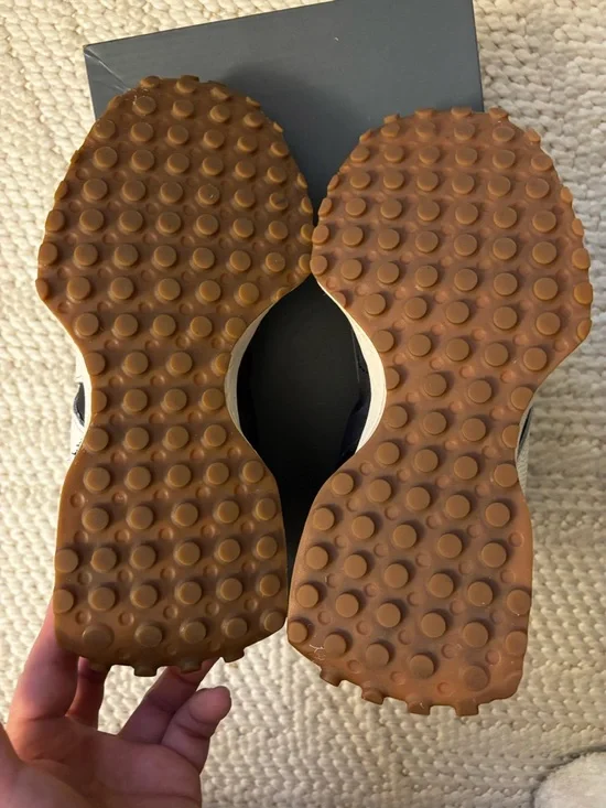 New Balance 327 Black, White & Gum Accent Running Sneakers - Picture 5 of 13